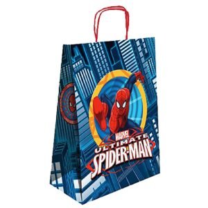 Τσάντα δώρου χάρτινη spiderman με κίτρινο κύκλο (40cm) 40x32x14cm Spiderman