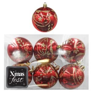 Μπάλες ντεκόρ 6τεμ φ8 Φ8cm Xmasfest 1133170